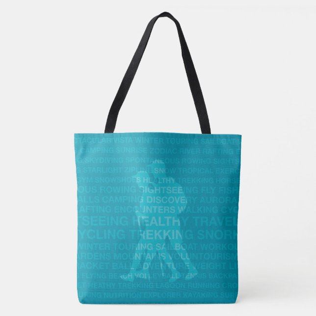 Gesunde Trekking Türkis Words Beach Bag Tasche (Vorderseite)