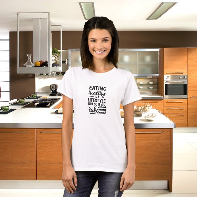 Gesunder Lebensstil-Kuchen lustiges Zitat T-Shirt (Von Creator hochgeladen)