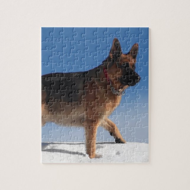 Gesunder und glücklicher deutscher Schäferhund (Vertikal)