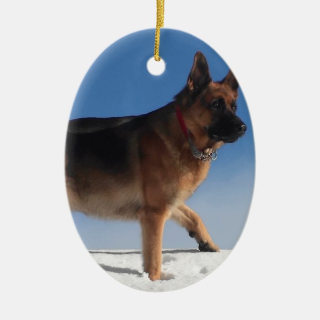 Gesunder und glücklicher deutscher Schäferhund Keramikornament (Vorne)
