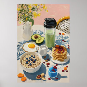 Gesundes Frühstück Fitnessstudio Essen Küche Pfann Poster