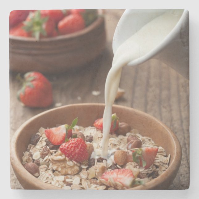 Gesundes Frühstück Steinuntersetzer (Vorderseite)