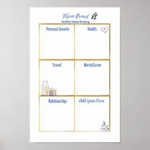 Gesundes Glückliches Wachsendes Visionboard Poster