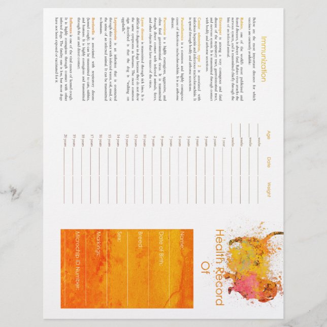 Gesundheit Platten Aquarellhund - Orange (Vorderseite)