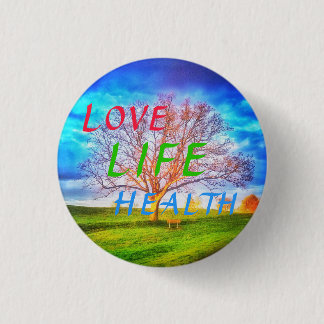 GESUNDHEITS-BAUM-KLEINES BUTTON des LEBEN-1LOVE