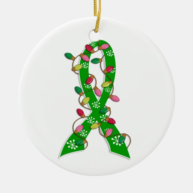 Gesundheits-Bewusstseins-Weihnachtslicht-Band Keramik Ornament (Vorne)