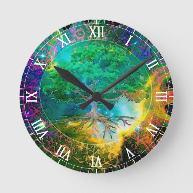 Gesundheits- und Vitalbaum Runde Wanduhr (Vorderseite)