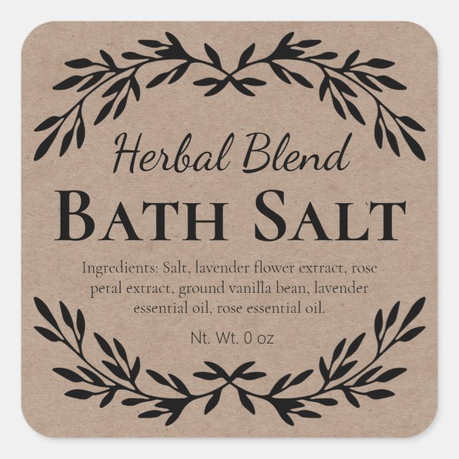 Gesundheits- und Wellness-Styling Bath Salt Labels Quadratischer Aufkleber (Vorderseite)