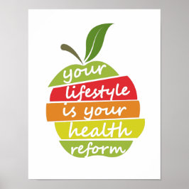 Gesundheitsangebot im dekorierten Stil und Apfelel Poster