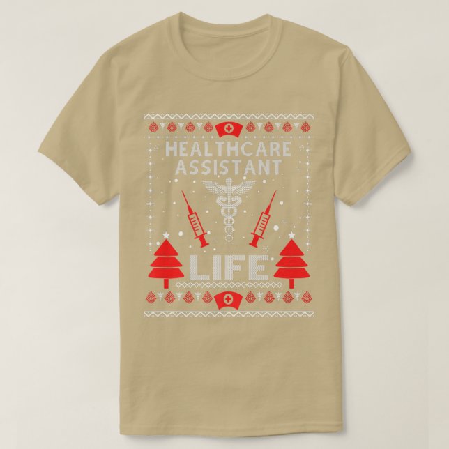 Gesundheitsassistent Leben Ugly Christmas Sweaters T-Shirt (Design vorne)