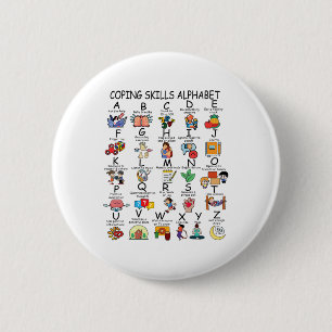 Gesundheitsbewältigungsfähigkeiten Alphabet-Schull Button