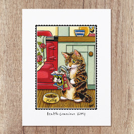 Gesundheitsbewusste Kitty Cat Funny Custom Postkarte
