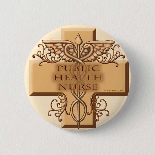 Gesundheitsfürsorge Caduceus Button (Vorderseite)