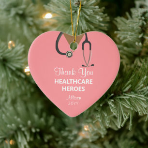 Gesundheitshelden danken Ihnen Pink Personalisiert Keramik Ornament
