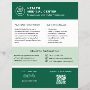 Gesundheitsklinik Arzt Benutzerdefiniertes Logo QR Flyer