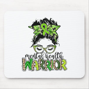 Gesundheitskrieger Messy Bun Hair Leopard Green Ri Mousepad