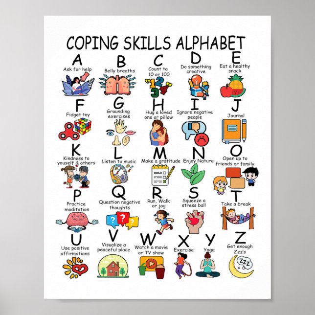 Gesundheitspflegefähigkeiten Alphabet-Schullehrer  Poster (Vorne)