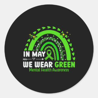 Gesundheitsprobleme Wir tragen grüne Mental Health Runder Aufkleber