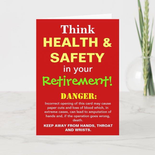 Gesundheitsschutz und Sicherheit Funny Retirement  Karte (Vorderseite)