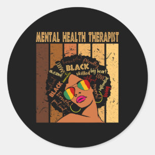 Gesundheitstherapeutin Afro Women Black History Mo Runder Aufkleber