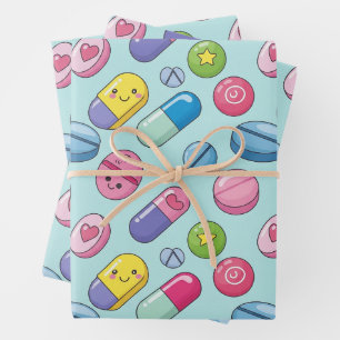 Gesundheitswesen & Apotheke Farbenfrohe Sonnenkaps Geschenkpapier Set