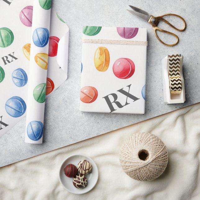 Gesundheitswesen und Pharmazie - farbenfrohe RX Pi Geschenkpapier (Kunsthandwerk)