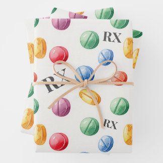 Gesundheitswesen und Pharmazie - Farbige RX Geschenkpapier Set