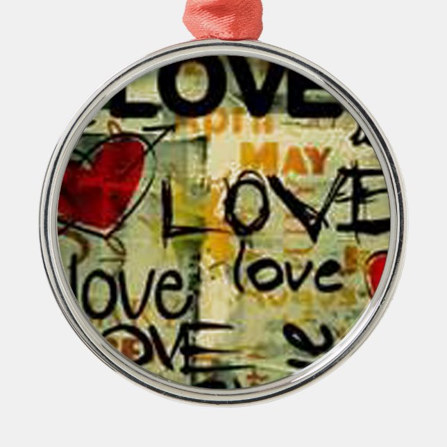 Get A Little Love Graffiti Silbernes Ornament (Vorne)