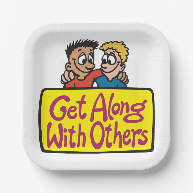 Get Along With Others Friends Kindness and Unity Pappteller (Vorderseite)