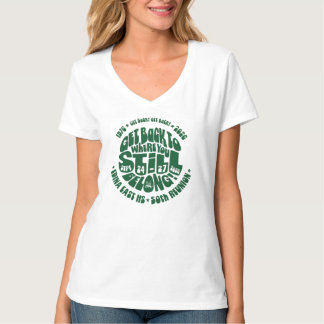 Get Back T-Shirt Grün auf Weiß V-Ausschnitt Damen