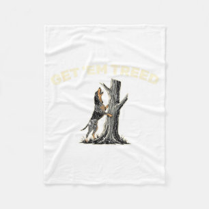 Get Em Treed Waschbärenjagd Coonhound Bluetick Hun Fleecedecke