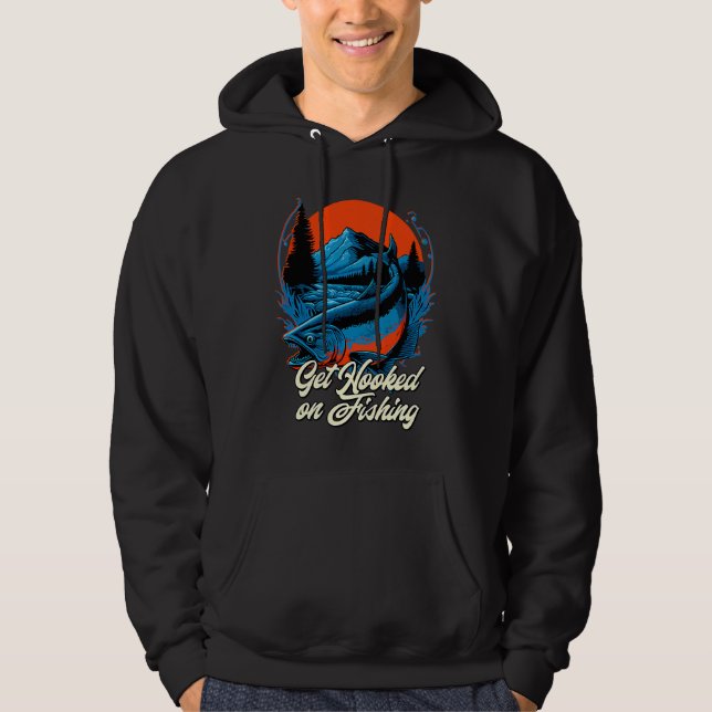 Get Hooked on Fishing Introvert Sayings Antisocial Hoodie (Vorderseite)