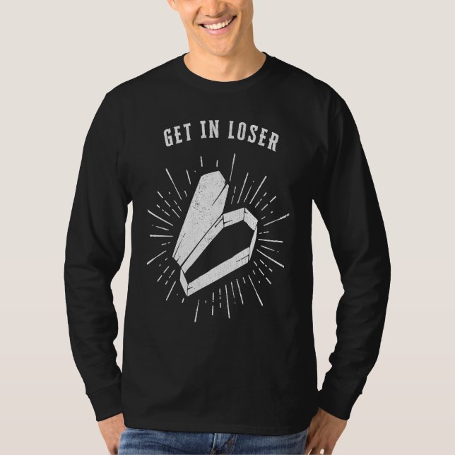 Get In Loser Halloween Coffin T-Shirt (Vorderseite)