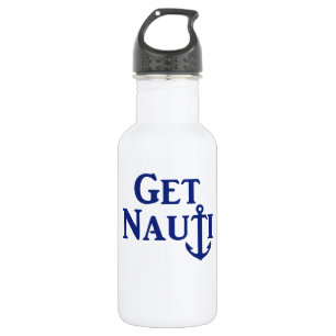 "GET NAUTI"- Wasserflasche aus nautischem Edelstah