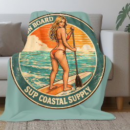 Get On Board SUP Pinup Paddleboard Retro Surf Shop Fleecedecke