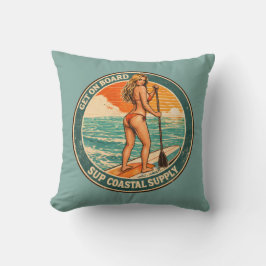 Get On Board SUP Pinup Paddleboard Retro Surf Shop Kissen