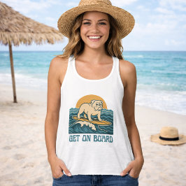 Get On Board Surfer Dog Retro Art -Bulldog beim Su Tank Top