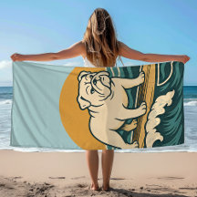 Get On Board Surfer Dog Retro Bulldog Surf Graphic