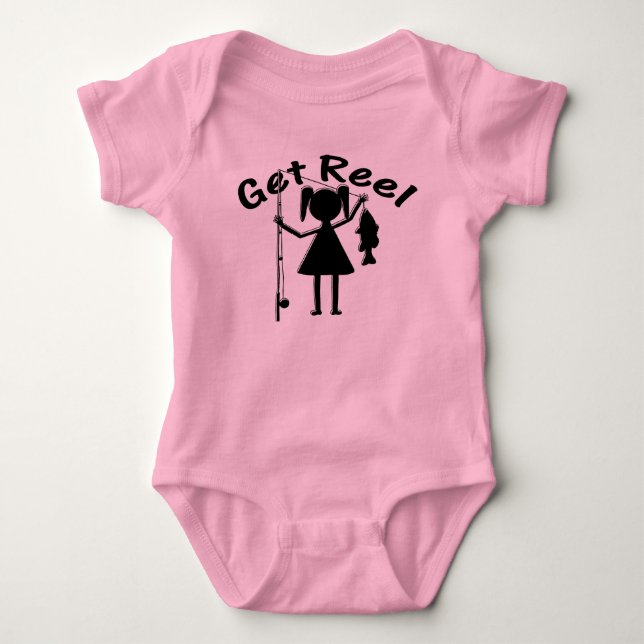 Get Reel - Kleine Girls Fischen Baby Strampler (Vorderseite)