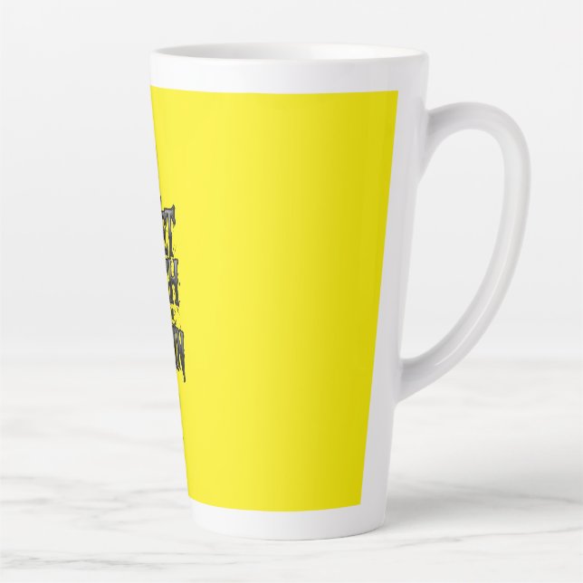 Get Rich or Die Tryin — Chrome Typography Motivati Milchtasse (Rechts)