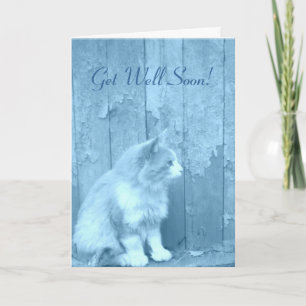 Get Well Blue Kitty Card Karte