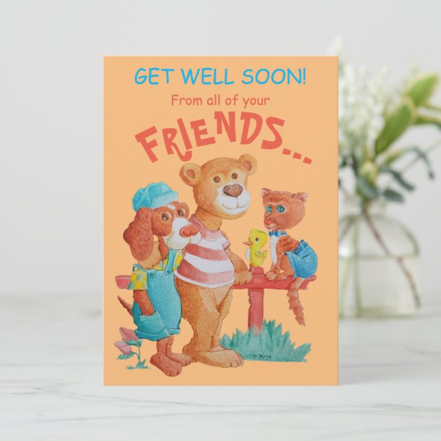 Get Well Greetings Card.  Dankeskarte (Stehend Vorderseite)
