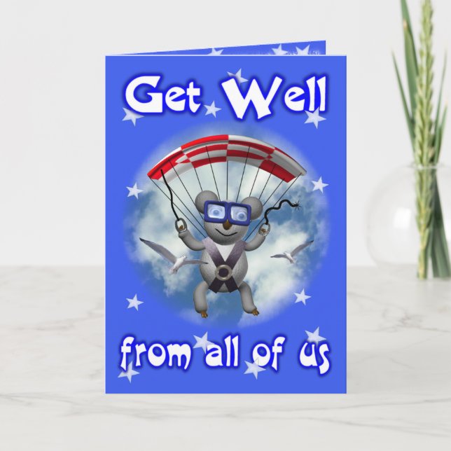 Get Well Sky Diving Koala Karte (Vorderseite)