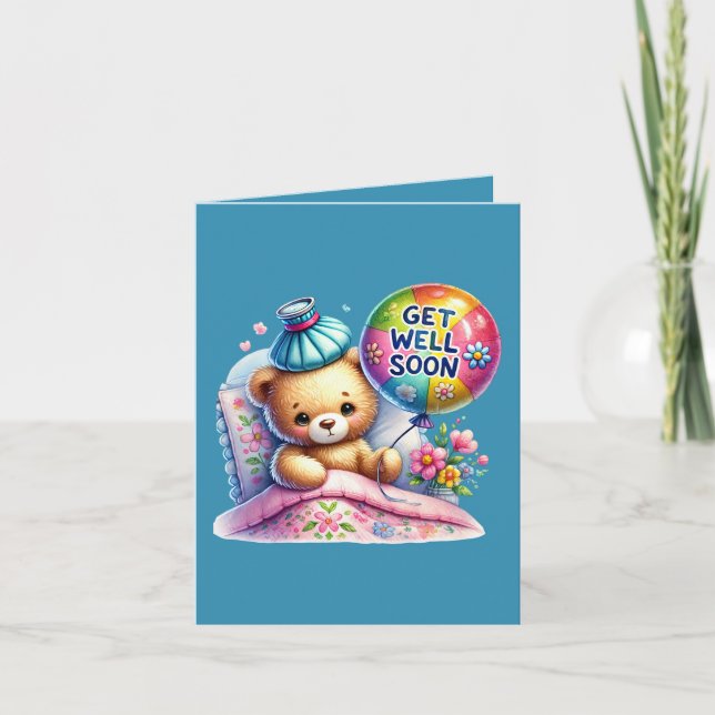 Get well soon bear add message  karte (Vorderseite)