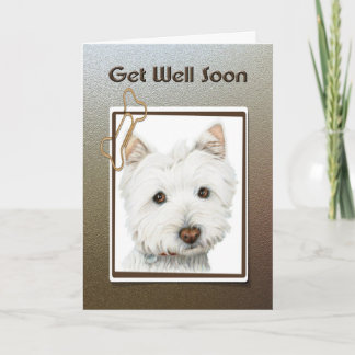 Get Well Soon, Cute Westie dog greeting card Karte
