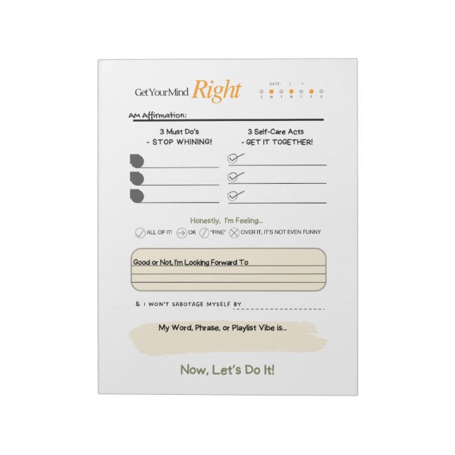 Get Your Mind RIGHT – 5-Minute Journal Notepad Notizblock (Rotiert)