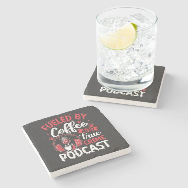 Getankt von Kaffee und wahrer Krimpodcast Steinuntersetzer (Seitenansicht)