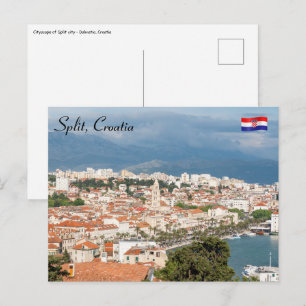 Geteilte Stadt am Meer aus der Luft, Dalmatien, Kr Postkarte
