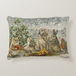 Geteilte Wärme Whimsical Farmhouse-Tiere Lagerfeue Dekokissen