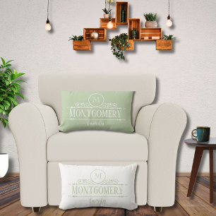Geteilter Monogramm-Familienname Monogramm Grün Lendenkissen